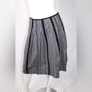 Talbots Petites Stripe Cotton with Felt Embellishments Vintage Long Skirt Size 4
